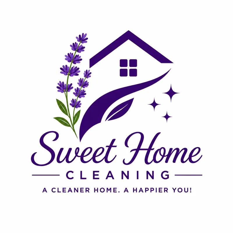 Sweet Home Cleaning logo with a lavender sprig and sparkling home